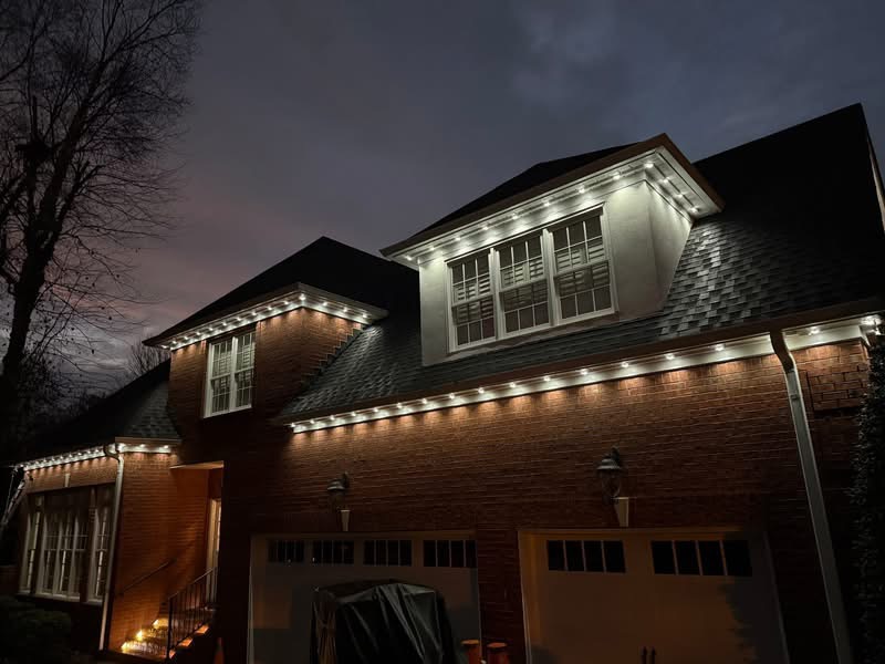 Home with premium roofline lighting installed